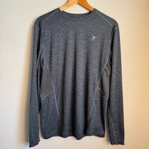 Old Navy Active Mens Long Sleeve GO DRY Athletic Shirt Size L Gray Heathered